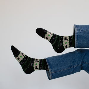 Holiday Stripe Alpaca Socks- Black