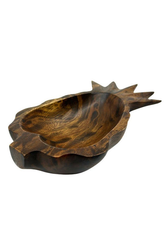 Mango Wood Pineapple Dish-10" (Old Wood)