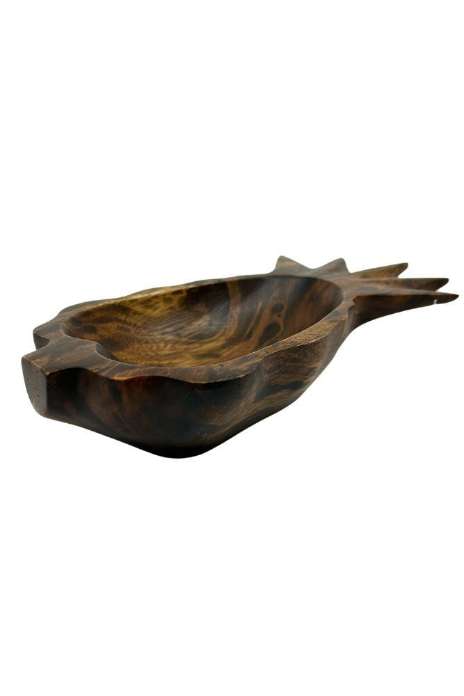 Mango Wood Pineapple Dish-10" (Old Wood)