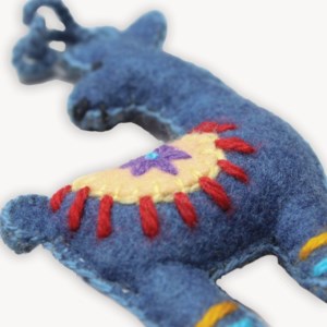 Hand Embroidered Ornament - Festive Alpaca