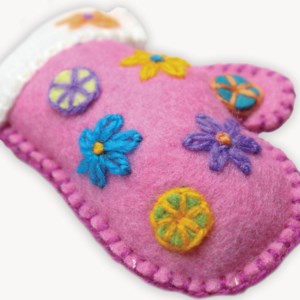 Hand Embroidered Ornament - Mitten