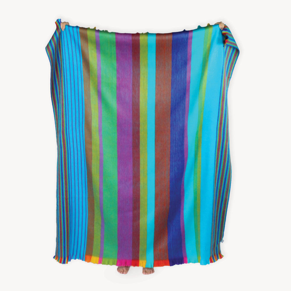 Alpaca Throw - Fringed Tropical Multi Stripe