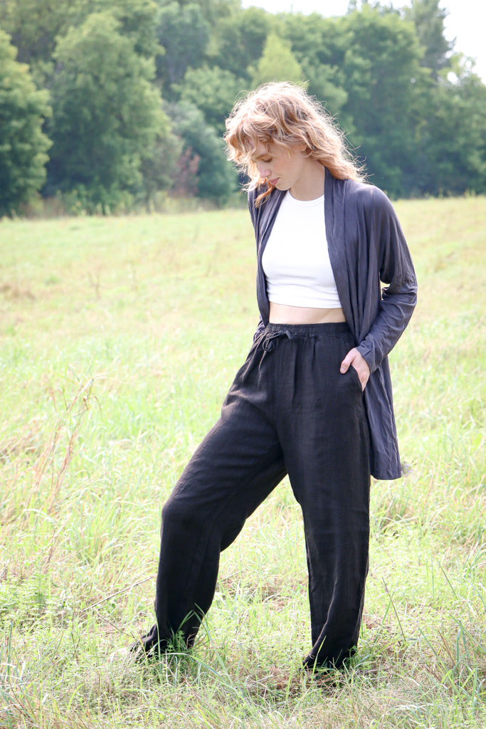 Pantalon en Lin-Noir