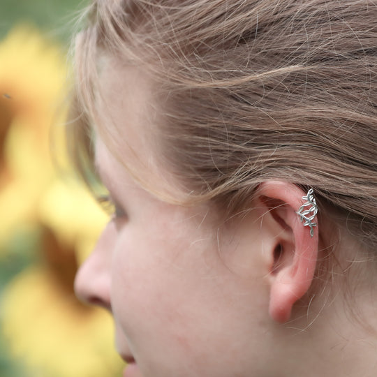 Boucle d'oreille manchette de vigne en argent