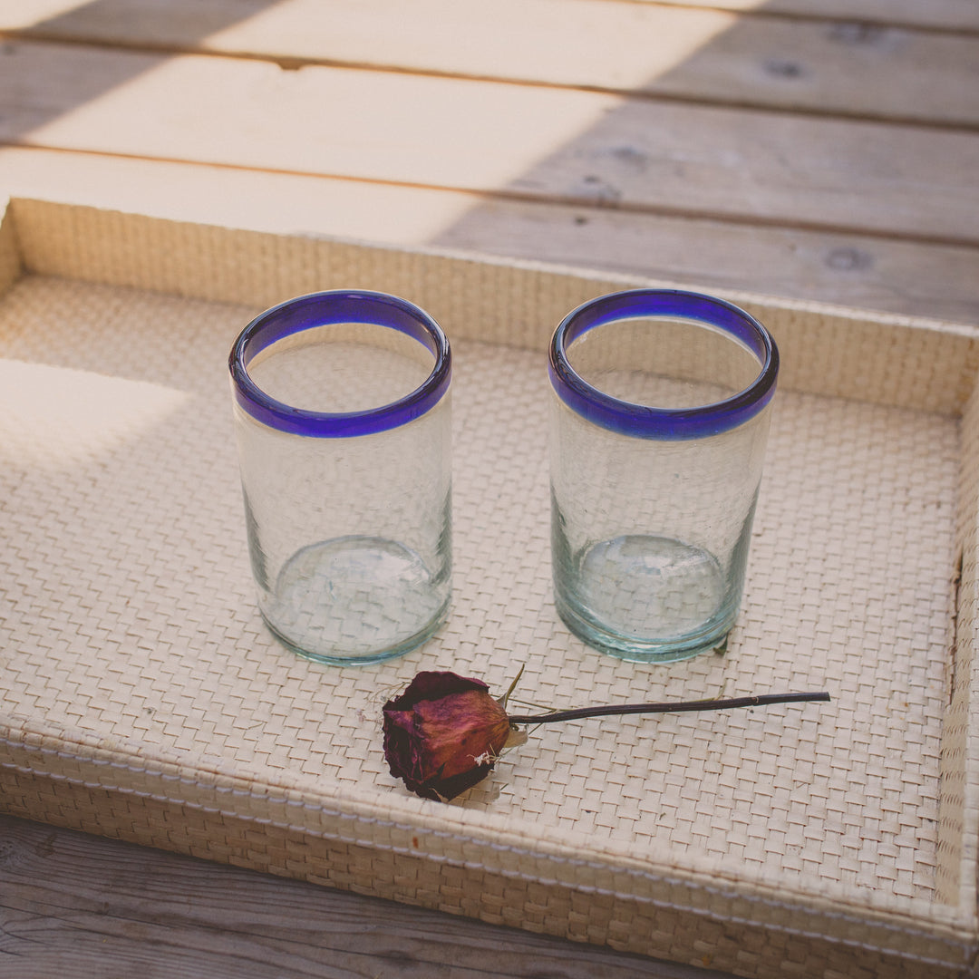 Mexican Water Glass - Classic Rim - 5" - Indigo