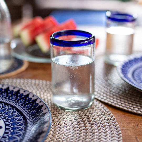 Mexican Water Glass - Classic Rim - 5" - Indigo