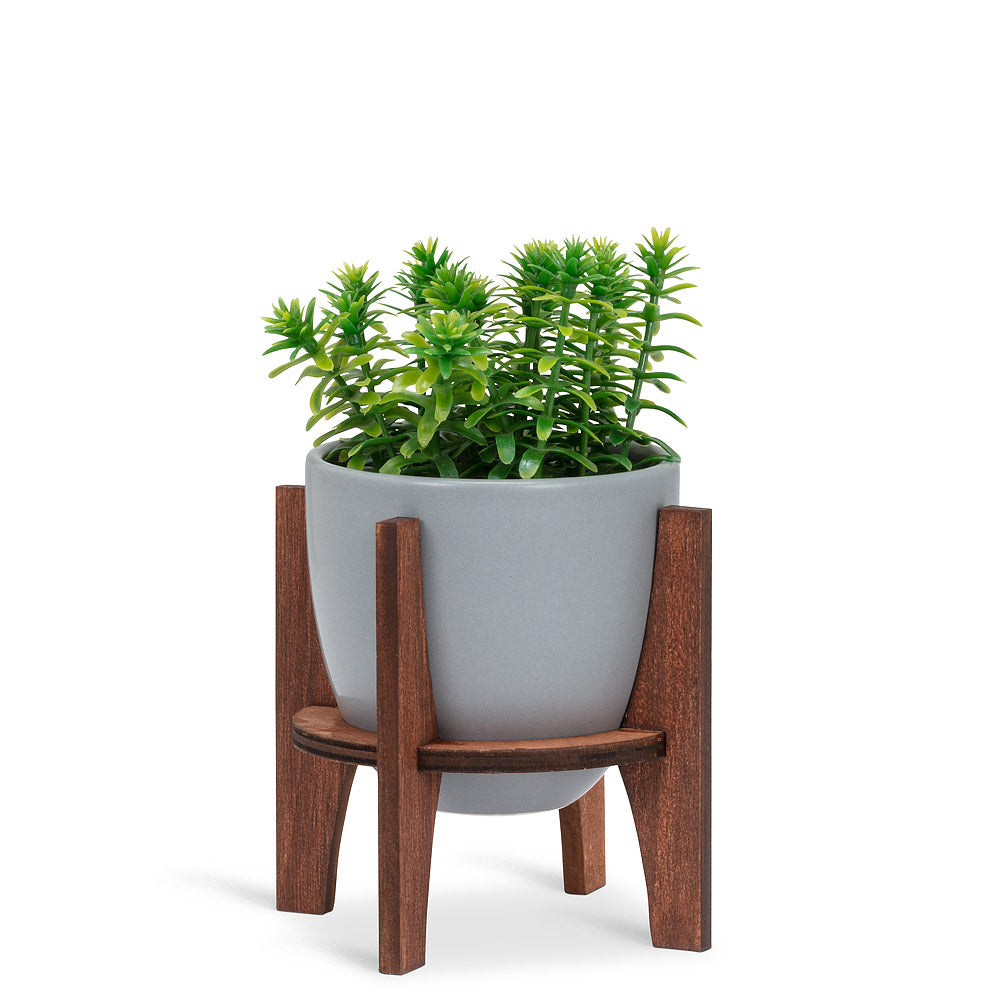 Ceramic Planter - Minimalist w/Wood Stand