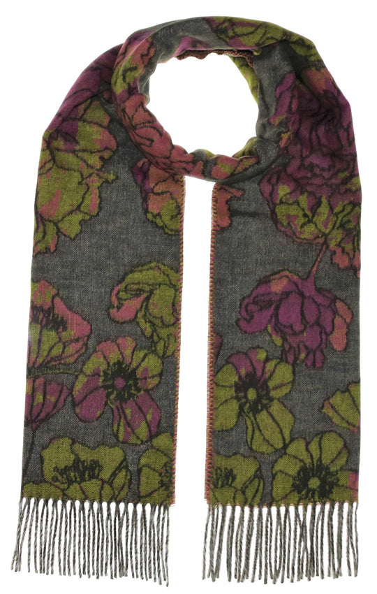 Floral Sketch Woven Cashmink® Scarf - Purple