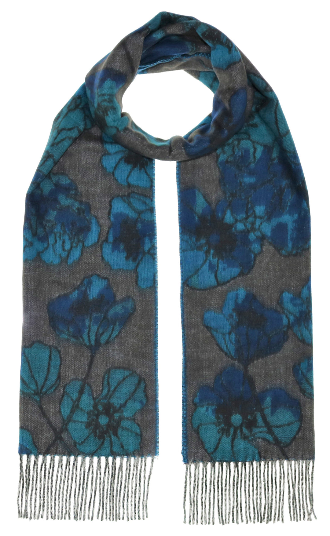 Floral Sketch Woven Cashmink® Scarf - Blue