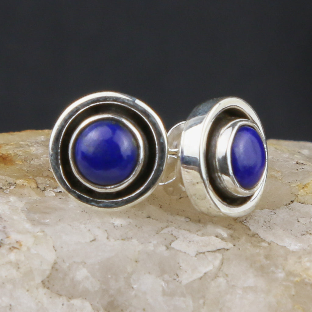 Circle Lapis Stud Earring