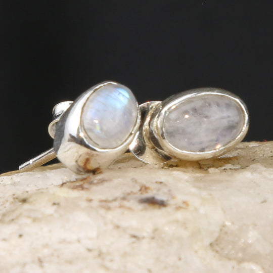 Oval Moonstone Stud Earring