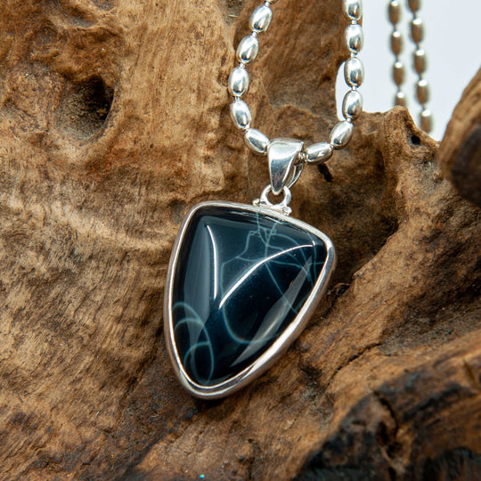 Shield Shape Black Grey Jasper Pendant