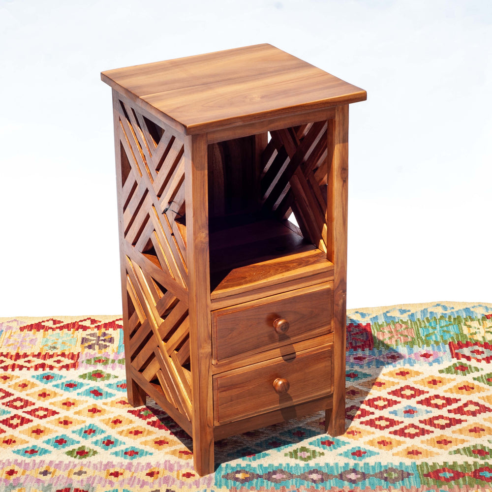 2 Drawer Cross Side Table