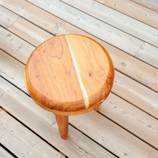 Tabouret incrusté de teck