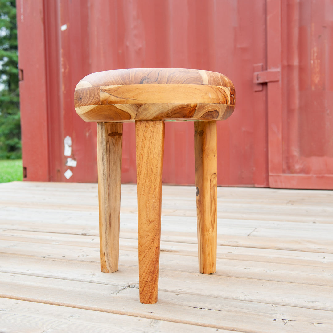 Tabouret incrusté de teck