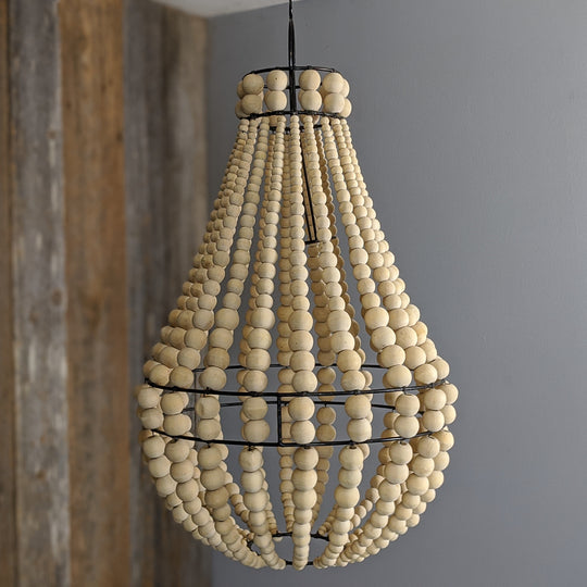 Boho Wood Bead Chandelier - Medium