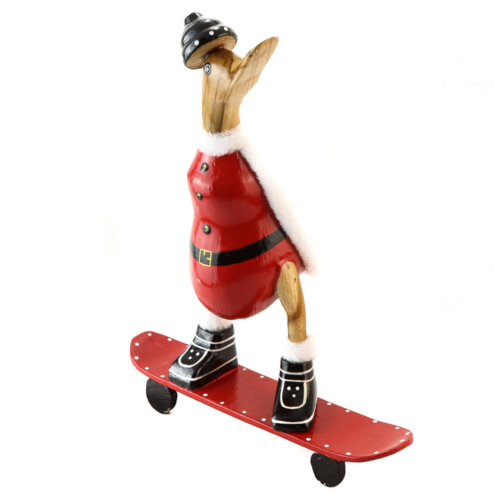 Bamboo Root Santa Duck on Skateboard