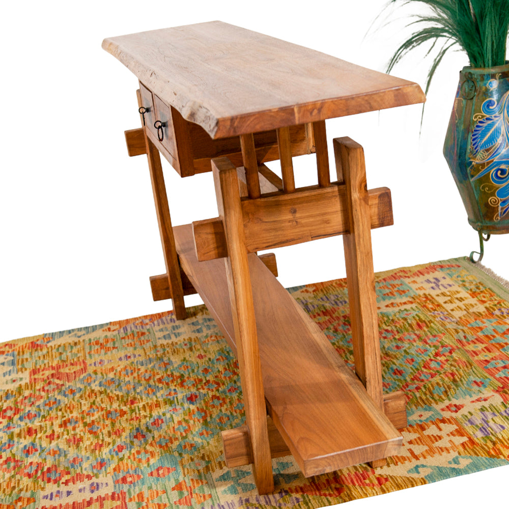 Thai Teak Console with Iron Handles