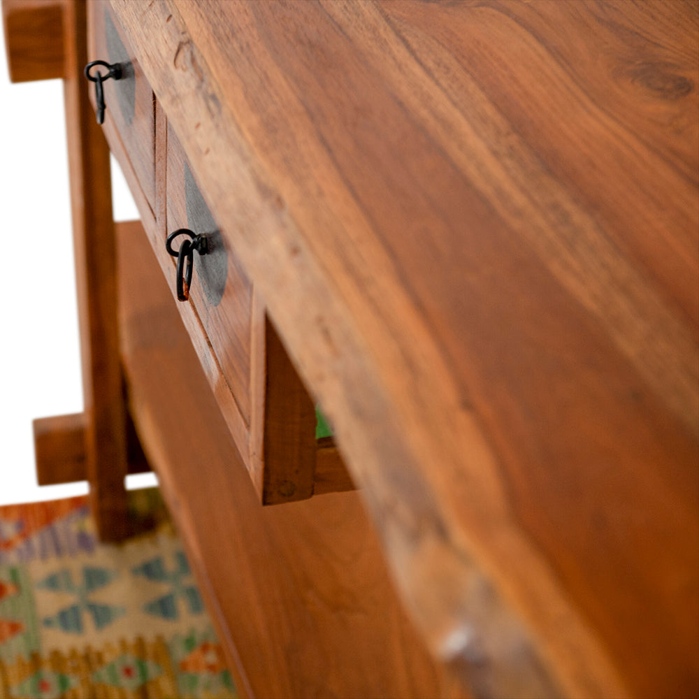 Thai Teak Console with Iron Handles