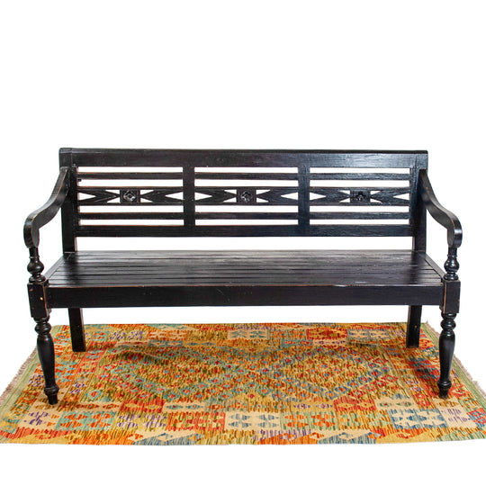 Three Seater Rustic Batavia Bench - Black