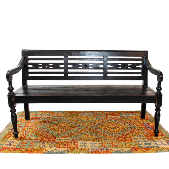 Three Seater Rustic Batavia Bench - Black