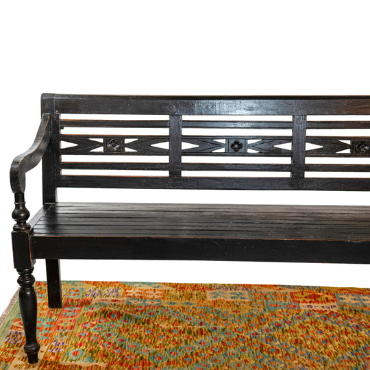 Three Seater Rustic Batavia Bench - Black