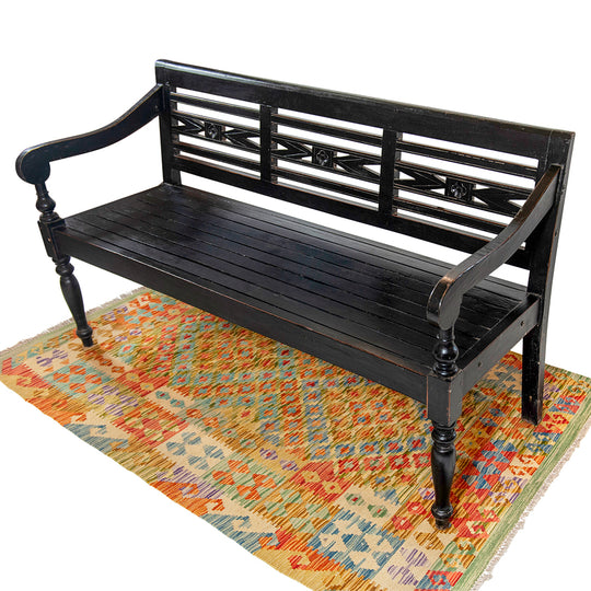 Three Seater Rustic Batavia Bench - Black