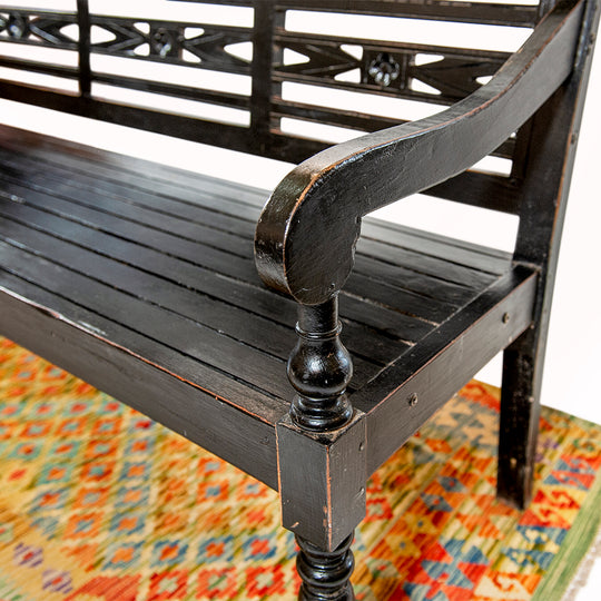 Three Seater Rustic Batavia Bench - Black