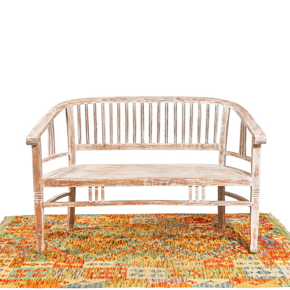 Lenong Mahogany Bench - White Wash