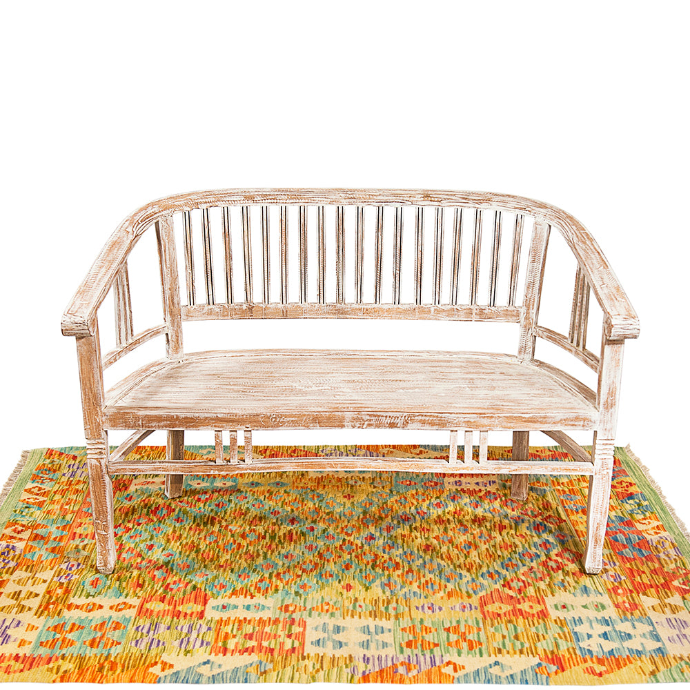 Lenong Mahogany Bench - White Wash