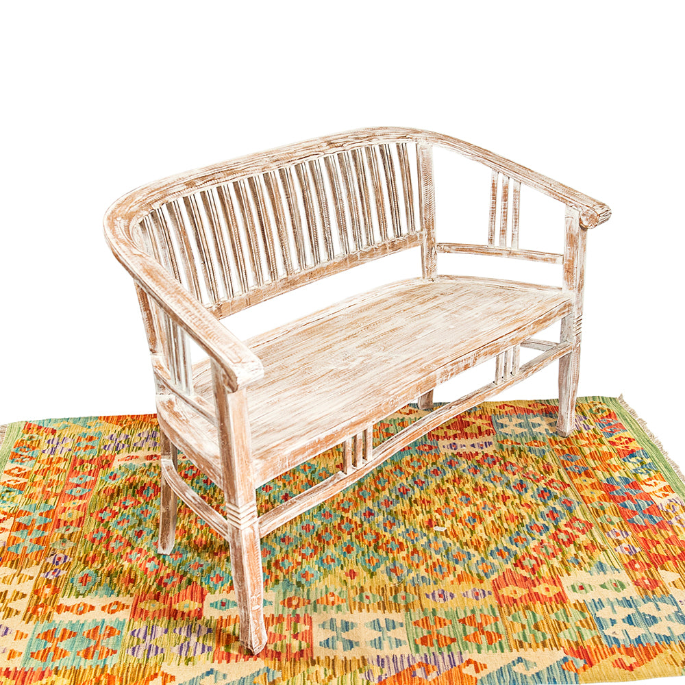 Lenong Mahogany Bench - White Wash