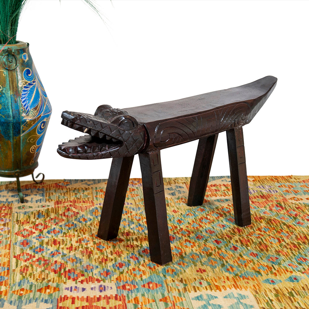 Petit Banc Crocodile Marron Foncé