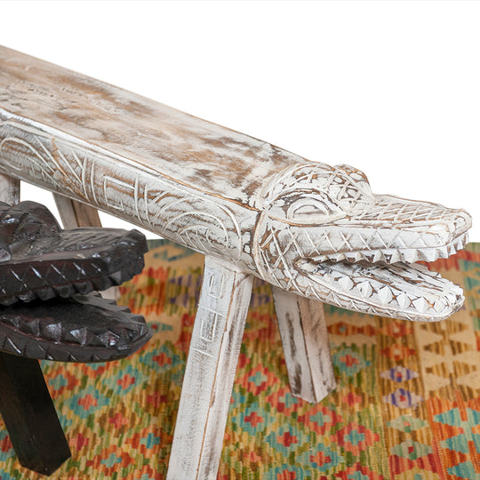 Small Dark Brown Crocodile Bench