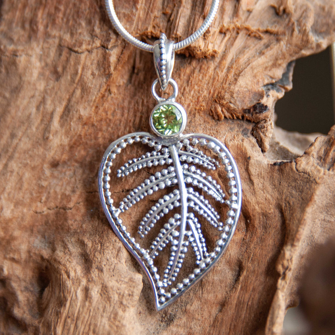 Peridot Leaf Pendant