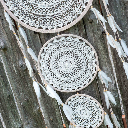 Macrame Dreamcatcher Wall Hanging - Knit Triple Cream