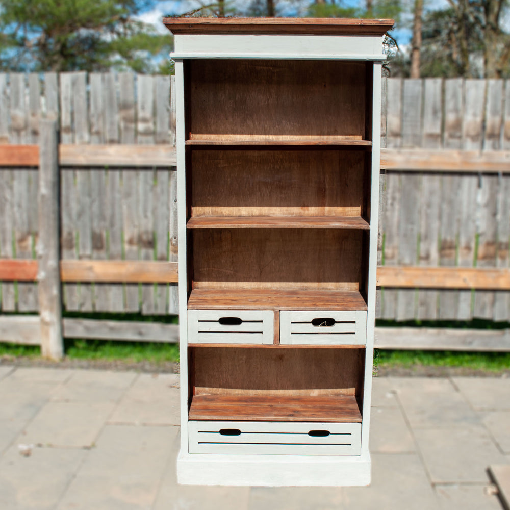 rustic style wooden shelf, tall in a pantry style.