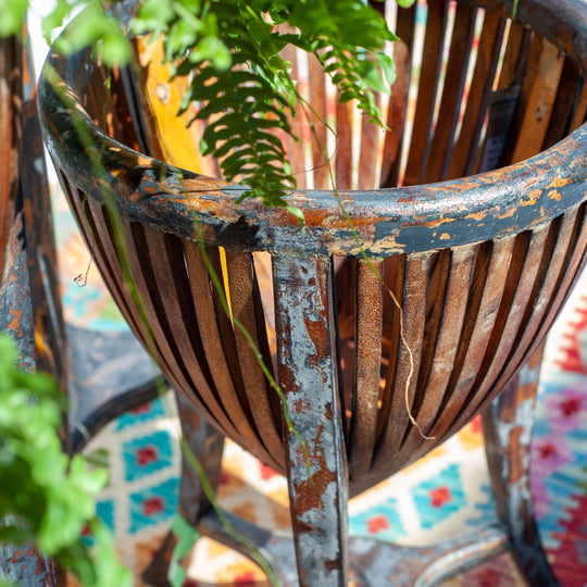 Teak Plant Stand - Black Wash