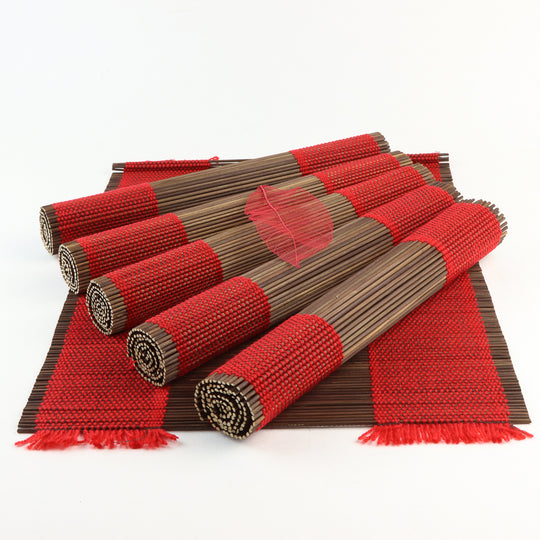 Set de Table en Bambou - Lot de 6 - Rouge