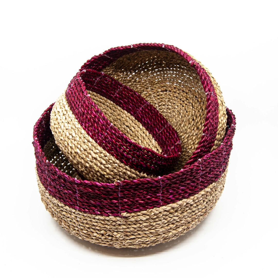 Handwoven Magenta Basket Set