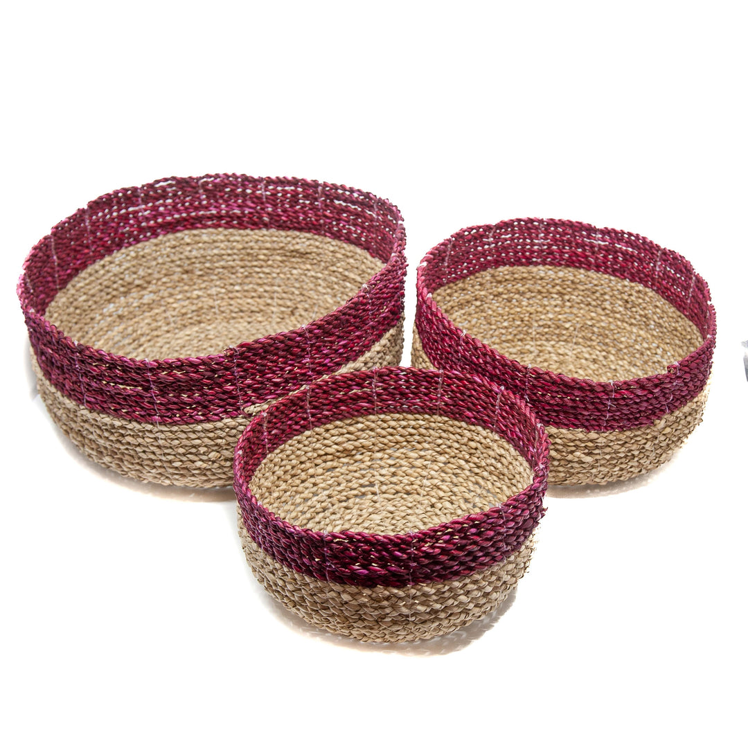 Handwoven Magenta Basket Set