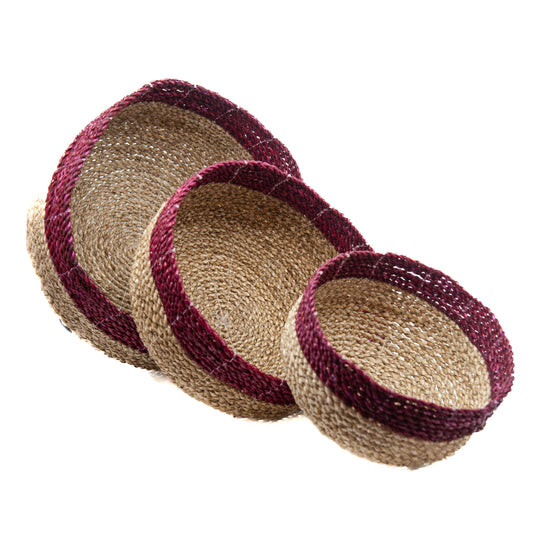 Handwoven Magenta Basket Set