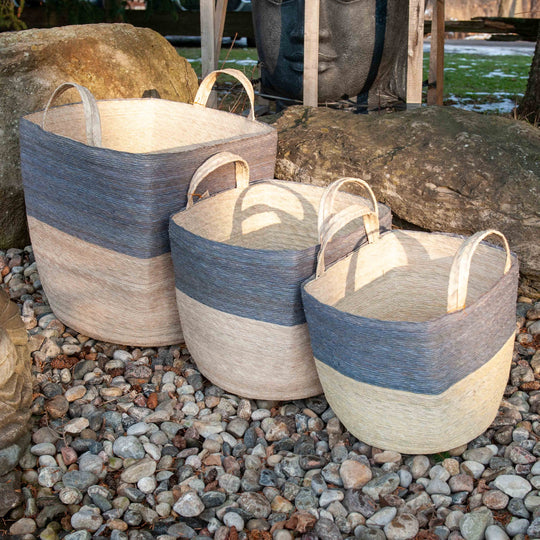 Palm Laundry Basket Set - Gray/Natural