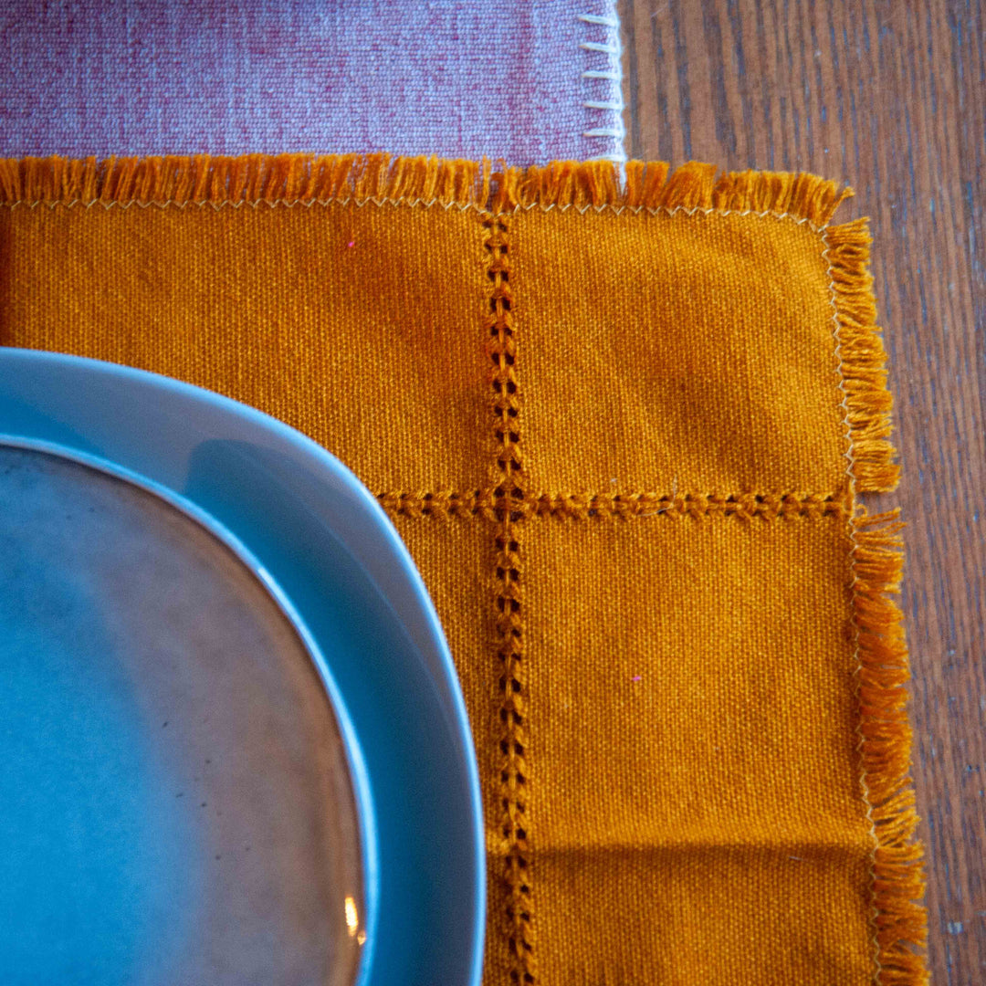 Mexican Hand Loomed Cotton Placemat - Ochre