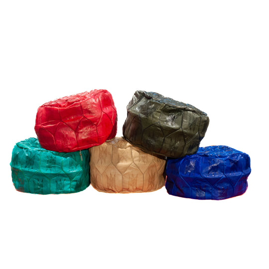 Pouf Sculpté en Cuir Égyptien - Grand