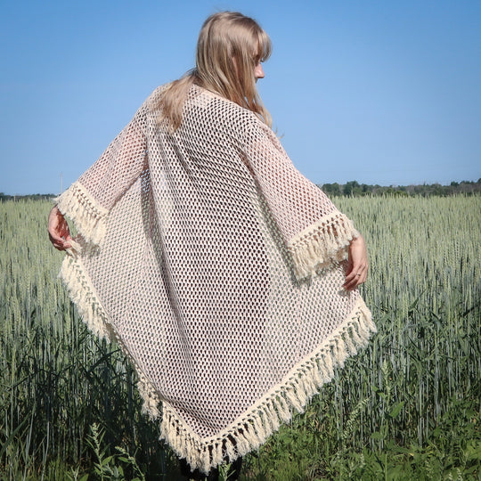 Kimono doux en crochet blush