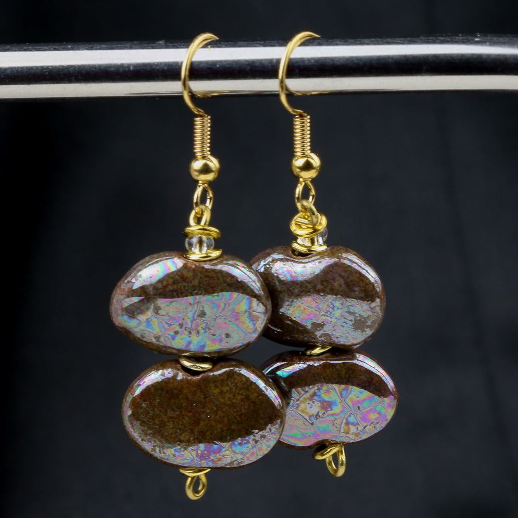 Brown Double Oval Earring