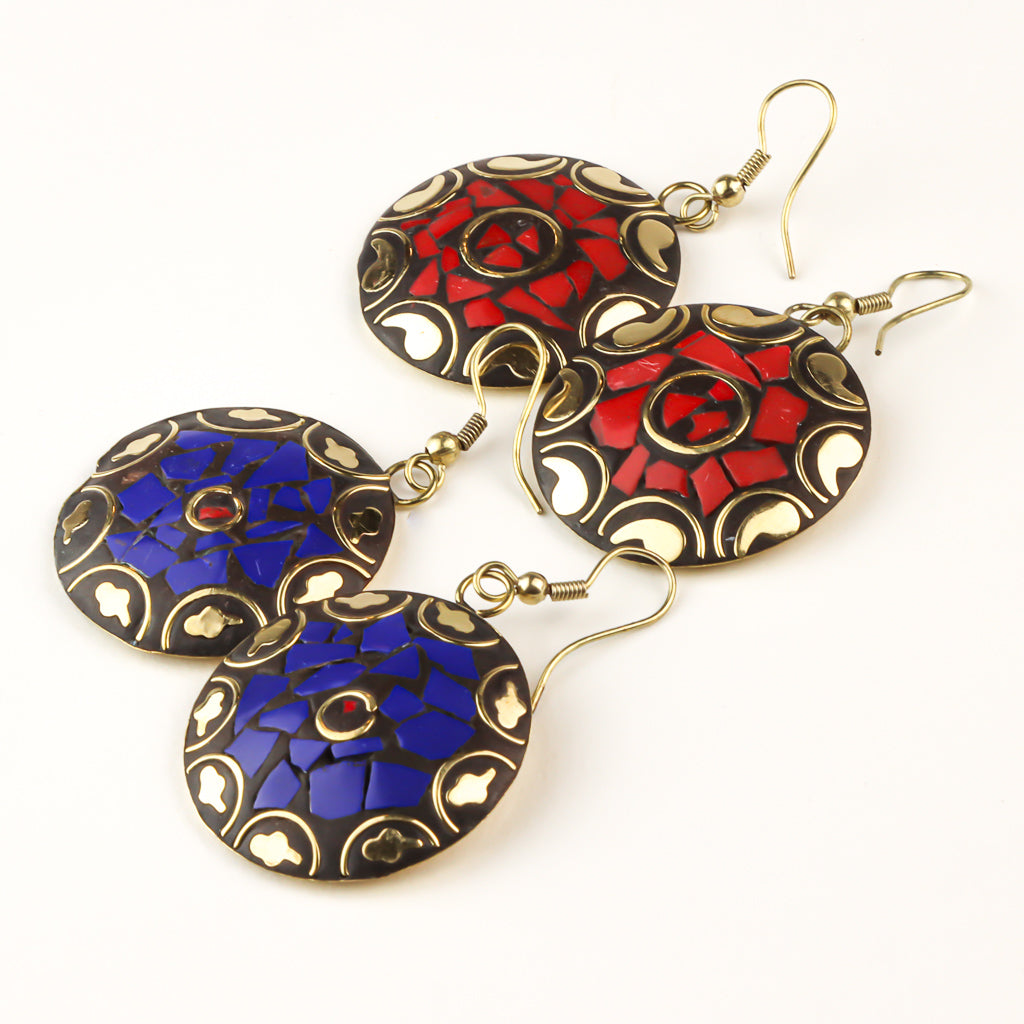 Boucles d'Oreilles Mosaïque Plaqué Or