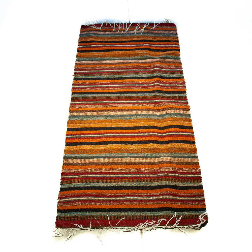 Egyptian Cotton Kilim - 2 M x 0.7 M - Orange Stripes