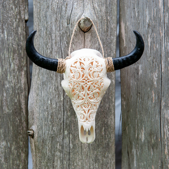 White Ornate Resin Skull - Small