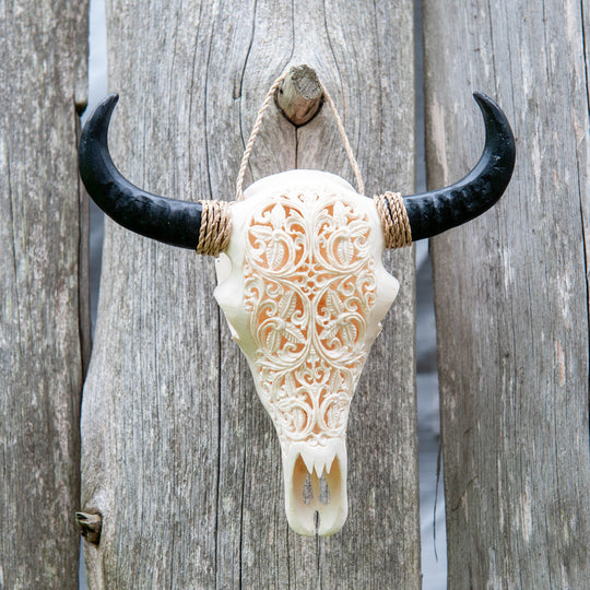 White Ornate Resin Skull - Small